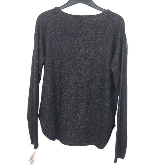 NWT I.N.C. Heathered Black Jersey Knit Beaded Long Sleeve Fleece Top Women's S - Picture 7 of 7
